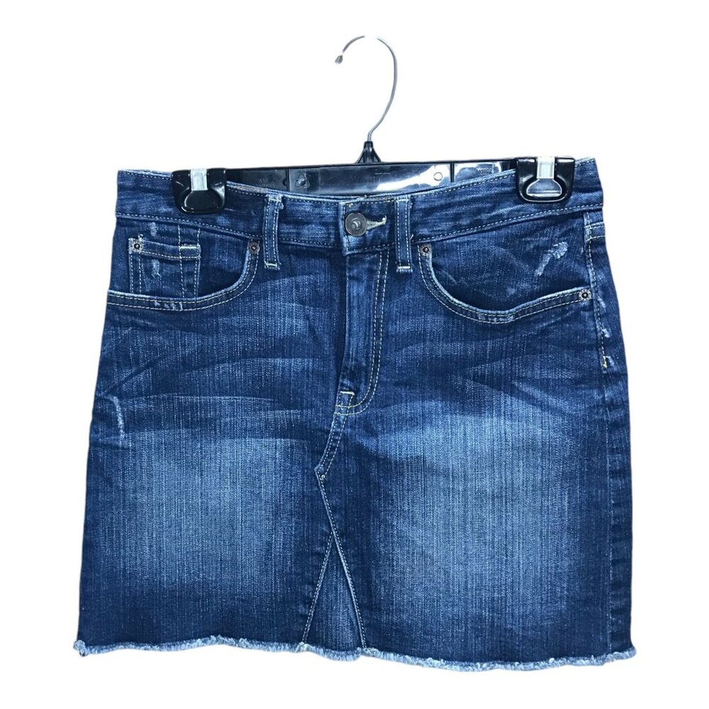 Gap Blue Denim Skirt‎  with Fringe Along Bottom Womens Size 2